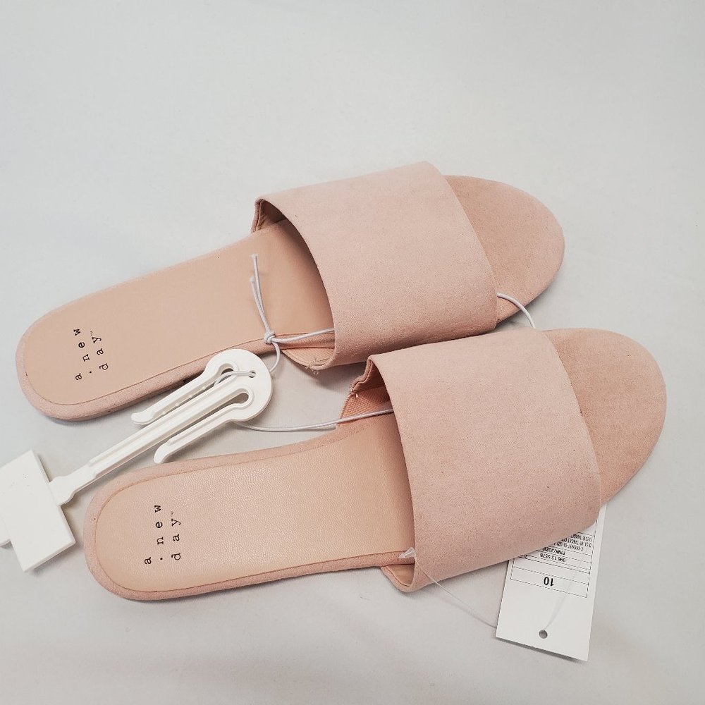 A New Day - Pink/peach Fabric Slides Size 10 NWT